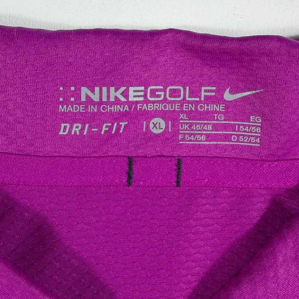 Nike Golf Polo Shirt Mens XL Dri-FIT Striped Purple Performance Lightweight